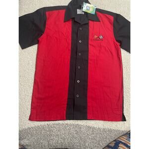 NWT David Carey Men's Size M Corvette Embroidered Button Up Shirt Red Black